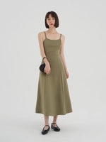 Load image into Gallery viewer, Tailored Cami Panel Dress in Green