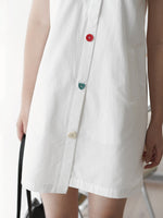 Load image into Gallery viewer, Contrast Button Pocket Shift Dress in White