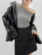 Load image into Gallery viewer, Toga Cutout Knit Top in Grey