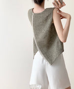 Load image into Gallery viewer, Asymmetric Overlap Top in Greige