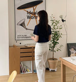 Load image into Gallery viewer, Korean Soft Waffle Polo Top in Navy