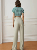 Load image into Gallery viewer, Classic High Waist Hook Wide Leg Trousers in Green