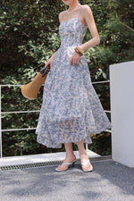 Load image into Gallery viewer, Floral Bustier Cami Dress in White/Blue