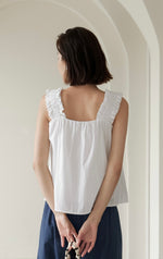 Load image into Gallery viewer, Textured Gathered Strap Top in White