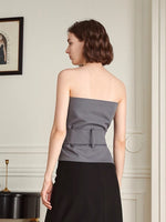 Load image into Gallery viewer, Asymmetric Wrap Tie Bustier Top in Grey