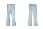 Load image into Gallery viewer, Split Hem Stretch Jeans in Blue