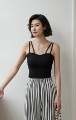 Load image into Gallery viewer, Padded Double Strap Cami Top in Black