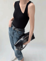 Load image into Gallery viewer, Asymmetric V Tank Top in Black
