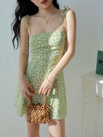 Load image into Gallery viewer, Arcalia Floral Tie Strap Mini Dress in Green