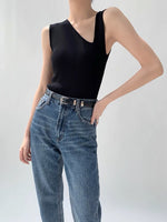 Load image into Gallery viewer, Asymmetric V Tank Top in Black