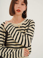 Load image into Gallery viewer, Classic Striped Knit Sweater in White/Black
