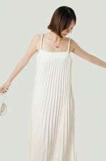 Load image into Gallery viewer, Pleated Twist Cami Maxi Dress in White