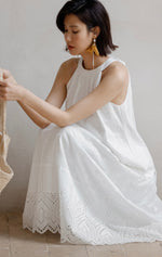 Load image into Gallery viewer, Eyelet Floral Midi Skirt in White