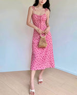Load image into Gallery viewer, Textured Floral Tie Strap Dress in Pink