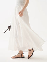 Load image into Gallery viewer, Off Shoulder Textured Pocked Maxi Dress in White