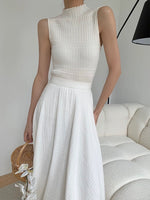 Load image into Gallery viewer, High Neck Sleeveless Line Top in Cream