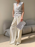 Load image into Gallery viewer, Knitted Sleeveless Button Vest Top in Grey