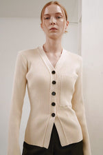 Load image into Gallery viewer, Korean Pocket Knit Cardigan in Cream