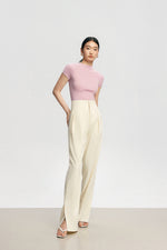 Load image into Gallery viewer, High Waist Split Hem Tailored Trousers in Cream
