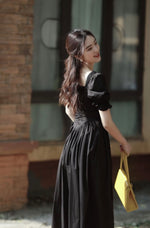 Load image into Gallery viewer, Drop Waist Lace Dress in Black