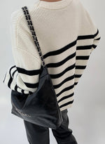 Load image into Gallery viewer, Oversized Ribbed Striped Sweater in White