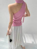 Load image into Gallery viewer, Asymmetric Ribbed Drape Top in Pink