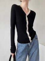 Load image into Gallery viewer, Contrast Edge Cardigan in Black