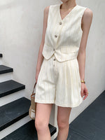 Load image into Gallery viewer, Tweed Textured Vest + Shorts Set