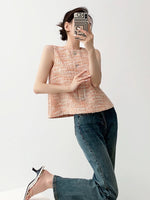 Load image into Gallery viewer, Tweed Button Blouse in Orange