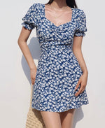 Load image into Gallery viewer, Lipari Floral Blouson Mini Dress in Blue