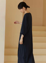 Load image into Gallery viewer, 2-Way Midi Wrap Dress in Navy