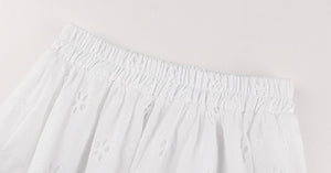 Eyelet Floral Midi Skirt in White