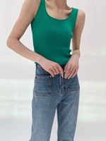 Load image into Gallery viewer, Ribbed U Neck Tank in Green