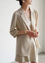 Load image into Gallery viewer, Midi Sleeve Summer Blazer in Beige