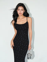 Load image into Gallery viewer, Floral Camisole Maxi Dress in Black