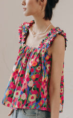 Load image into Gallery viewer, Floral Gathered Strap Top in Multi