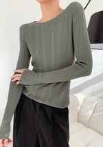 Load image into Gallery viewer, Long Sleeve Ribbed Top in Grey Green