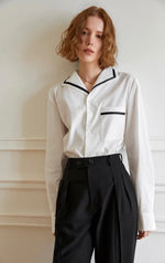 Load image into Gallery viewer, Contrast Turn Collar Shirt in White