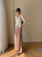 Load image into Gallery viewer, Wool Blend Fluffy Split Hem Cardigan in White