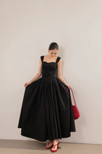 Load image into Gallery viewer, Sweetheart Bustier Flare Maxi Dress in Black