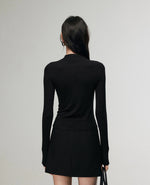 Load image into Gallery viewer, Tencel Blend Asymmetric Lace Trim Top in Black