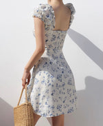 Load image into Gallery viewer, Procida Floral Blouson Mini Dress in White