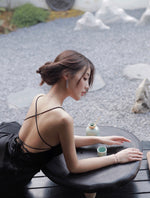 Load image into Gallery viewer, Cross Tie Back Maxi Dress in Black