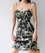 Load image into Gallery viewer, Marjorca Floral Tie Strap Mini Dress in Print