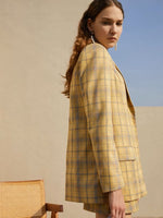Load image into Gallery viewer, Plaid Mini Wrap Skirt in Yellow