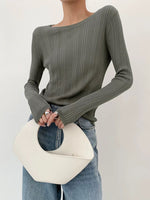 Load image into Gallery viewer, Long Sleeve Ribbed Top in Grey Green