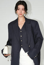Load image into Gallery viewer, Tailored Vest + Blazer in Navy