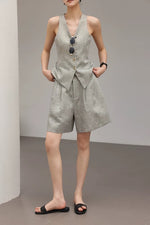 Load image into Gallery viewer, Tailored Vest // Short Set in Grey