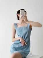 Load image into Gallery viewer, Mini Line Shift Dress in Blue