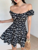 Load image into Gallery viewer, Chion 2-Way Floral Mini Dress in Black